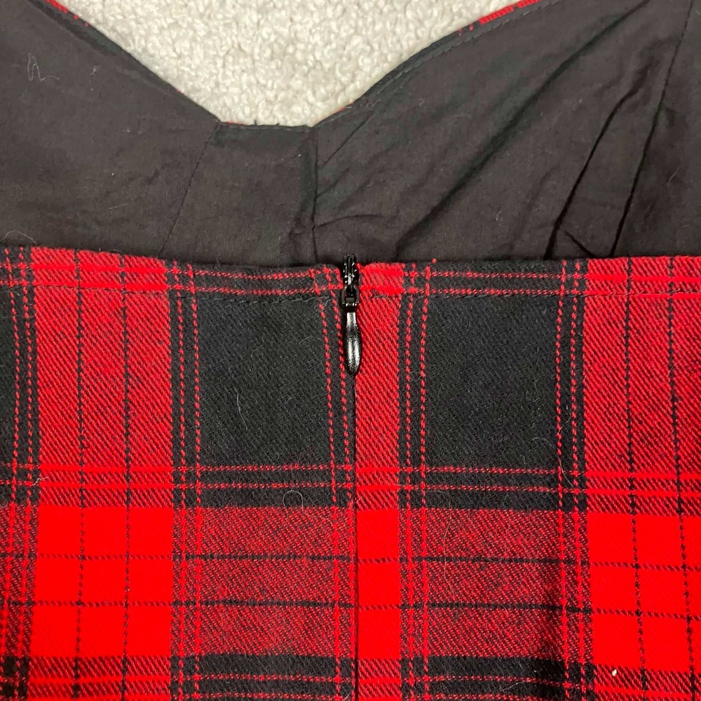 Horoscopez Mini Dress Womens Large Red Black Plaid Ruffle Hem Goth Party Vampire - Picture 7 of 11